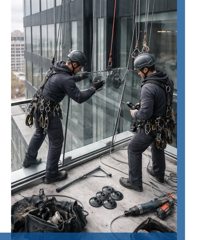 Монтаж стеклянных ограждений в Новоалтайске от 2556 р. | ВЫСОТНИК-Нвл