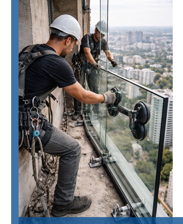 Монтаж стеклянных ограждений под ключ с гарантией в Новоалтайске