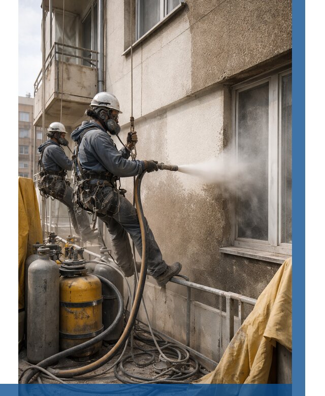 Пескоструйная очистка фасада в Новоалтайске от 665 р. | ВЫСОТНИК-Нвл