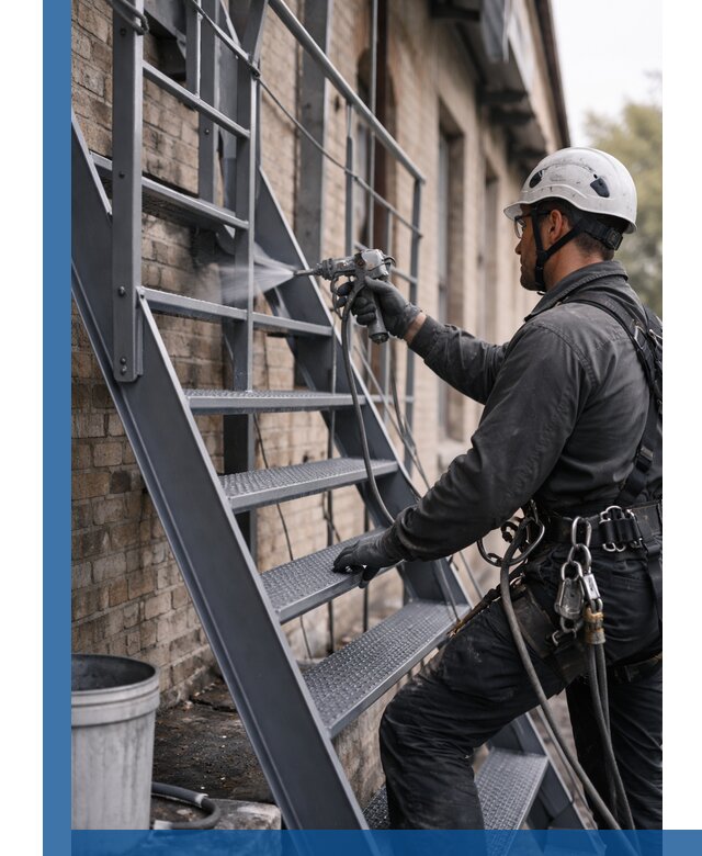 Покраска и антикоррозионная защита пожарных лестниц в Новоалтайске