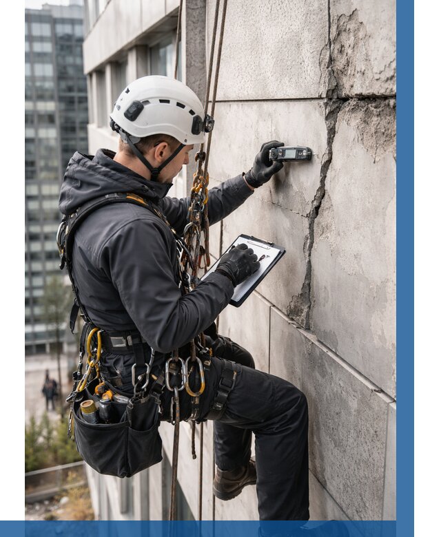 Обследование фасада альпинистами в Новоалтайске от 123 р. | ВЫСОТНИК-Нвл