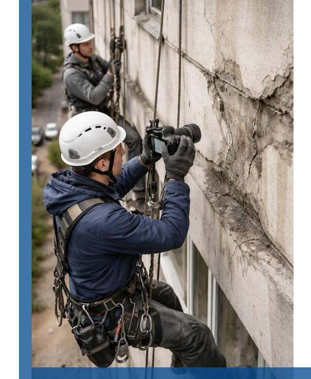 Фотофиксация дефектов фасада с высотной съемкой в Новоалтайске
