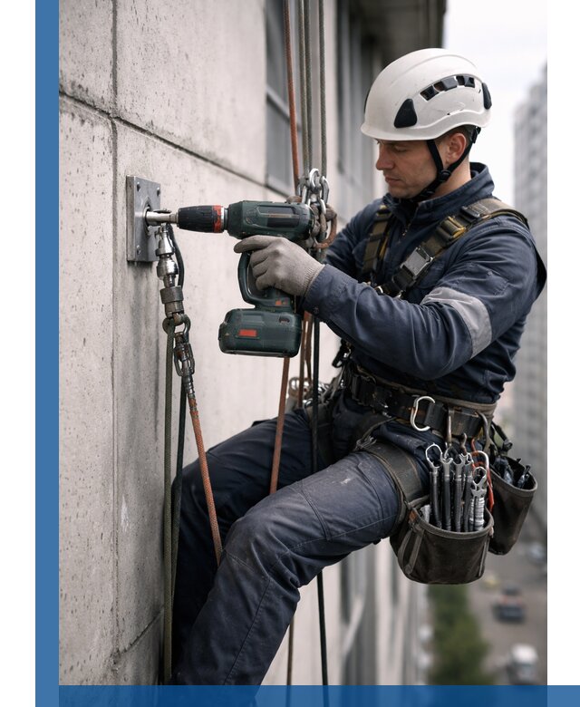 Установка анкерных точек для высотных работ в Новоалтайске