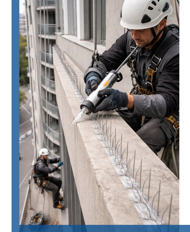 Установка шипов от птиц на фасадах и кровлях в Новоалтайске